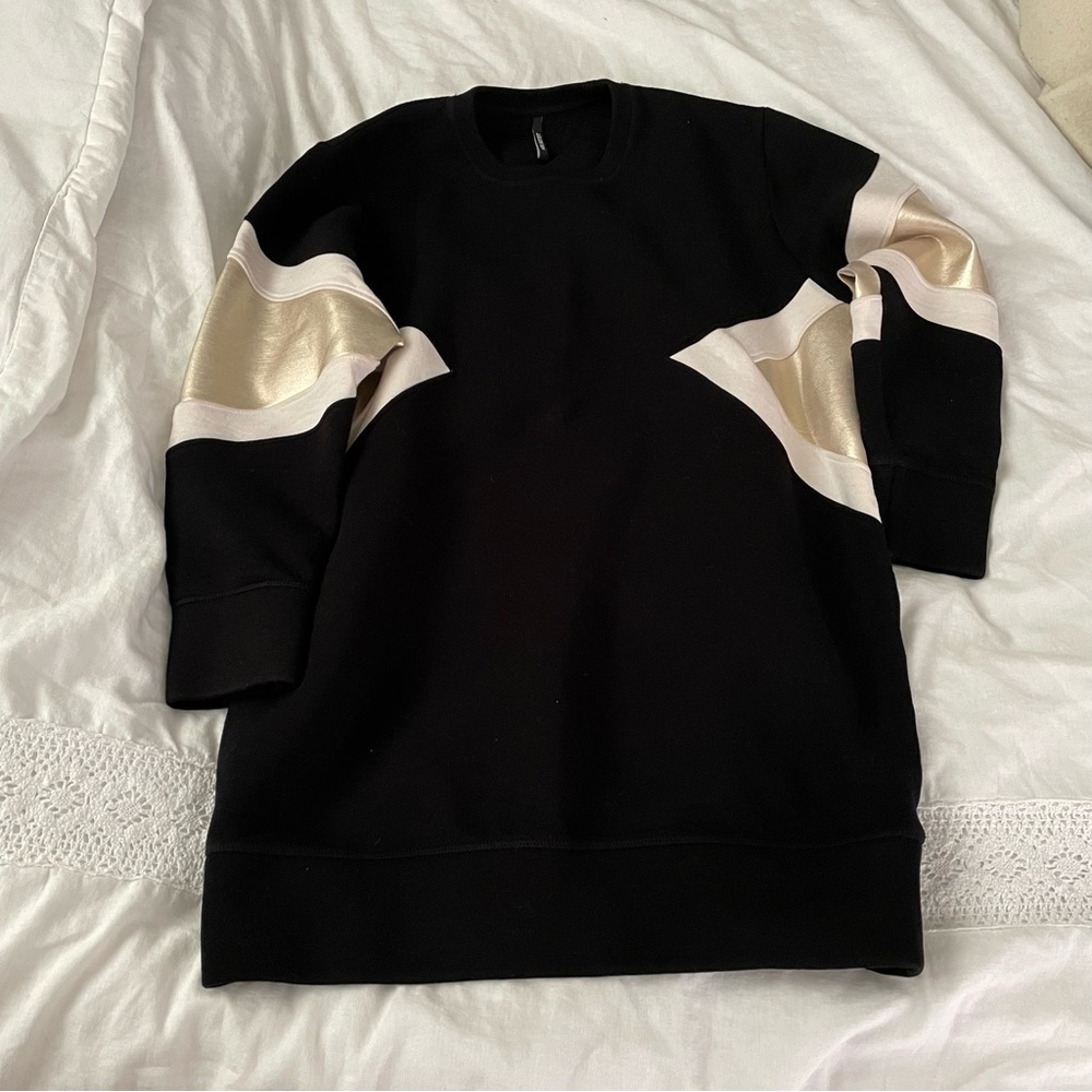 Neil Barrett MEDIUM Black/Gold Geometric Masculine Bomber Fit Sweatshirt Men's